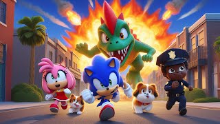 Sonic The Hedgehog 3 Animation | Sonic And Amy Run Because Of Being Chased By Dinosaurs✨Creaw KIA