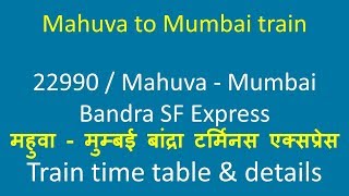 22990 Mahuva Mumbai Bandra SF Express / train timings route stops / how to reach Mahuva to Mumbai