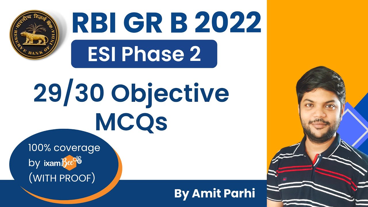 RBI Grade B ESI Phase 2 | 29/30 Objective MCQs Coverage | Amit Parhi ...