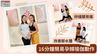 【珊B要考牌👶🏼#18】16分鐘簡單孕婦瑜伽🧘‍♀️！舒緩孕期不適🤰🏻｜改善腰背痛、水腫｜附簡易按摩方法｜Prenatal Yoga｜Pregnancy Vlog