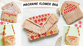 DIY | Macrame Flower Bag | Macrame design | Macrame Bag tutorial for Beginners