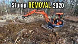 Difficult Rocky STUMP Removal | KUBOTA KX121-3 Excavator | Bucket Vs. Frost Ripper Tooth Attachment