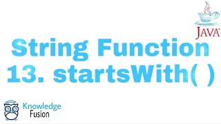 String Function - startsWith() Method | JAVA Programming | ICSE