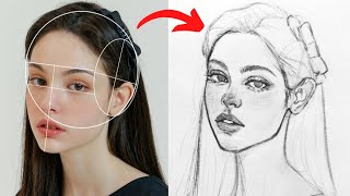 How to Draw a Portrait using Loomis Method full process tutorial