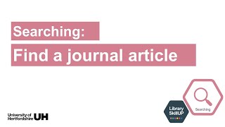 Find a Journal Article using Library Search
