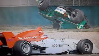 Massive A1GP Crash Michael Devaney A1 Team Ireland Shangai