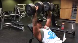 Mutant Nic Lee Incline Benching 80lb Dumbbells