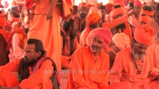 Holy crowd waiting for food at Bhandara during Maha Shivratri, Varanasi