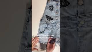 Mystical Moments Upcycled denim overalls ✨ using the art of block printing 🦋 #upcyclingfashion