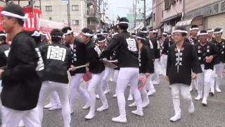 2015岸和田だんじり祭り旧市地区、第一回目試験曳き　宮本町③小門貝源・やりまわし（平成27年9月6日）