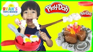 Ryan plays Play Doh Campfire Picnic Playset  toys for kids