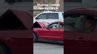 Ford Mustang Crashes Leaving Cars & Coffee! #cars #Mustang #fails #funny