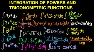 Basic Integration of Algebraic Functions and Trigonometric Functions