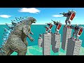 Godzilla Destroyer | Godzilla 2014 vs Modern Humans + Gundam RX-78 + King Kong | ARBS