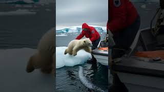 Man Saves Stranded Polar Bear Cub #rescue #polarbear #animals #shorts