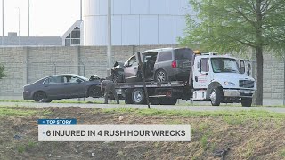 6 injured in 4 rush hour wrecks
