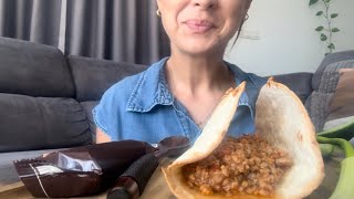 ASMR HANDMADE SPICY TACOS & SNICKERS ICE CREAM | Eating sounds | No talking | paniasmr