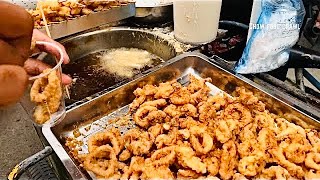 Filipino Street Food | CALAMARES and FRIED ISAW (chicken intestine) | Chow Food Crawl