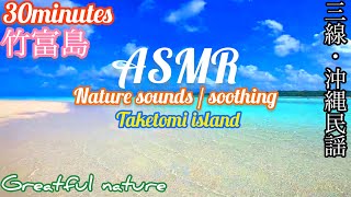 ASMR＋okinawa 30minutes /竹富島コンドイビーチ/ Taketomi island Kondoi beach / 癒し、作業、睡眠BGM / 30分 沖縄民謡・三線・波の音・自然音