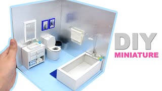 DIY Miniature Dollhouse Room #11: Bathroom (Toilet, Lavatory, Bathtub, shower) | Manilature.