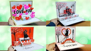 4 Beautiful Handmade Valentine's Day Card | Greeting Card for Valentine's Day | Tutorial