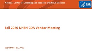 NHSN CDA Vendor Meeting – September 2020