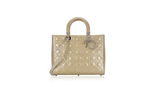 Christian Dior Patent Cannage Large Lady Dior Pearl Grey