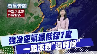 【孫怡琳報氣象】強冷空氣最低探7度 一路凍到\