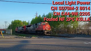 5/21/23 Thundercab Leader! Power Move! CN SD70M-2 8014 C44-9W 2205 Flying!