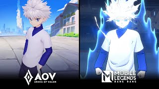 Killua Zoldyck (AOV) VS Killua Zoldyck (MLBB) : Skin Effect Comparison | Hunter X Hunter Collab