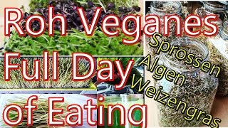 Roh Vegan Full Day of Eating Sprossen, Weizengras, Algen, Sproutaria