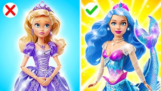 ¡De MUÑECA 👗 a SIRENA 🧜‍♀️! Dispositivos para Muñecas y Manualidades para Transformaciones Épicas!