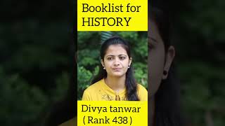 Booklist for history for UPSC CSE | Divya tanwar rank (438)| #heavenlbsnaa