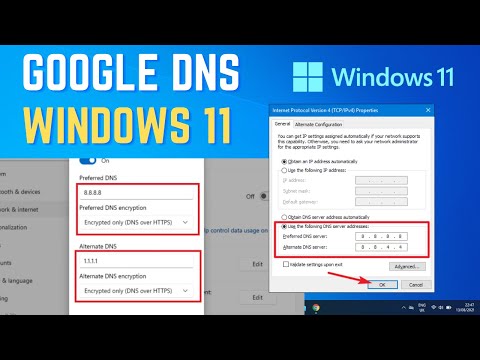 Change DNS to Google in Windows 11 How to configure DNS server 8.8.8.8 for Windows 11