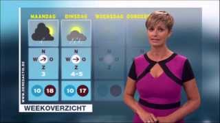 Weervrouw Sabine Hagedoren op 8 september 2013 met zomers weerbericht voor Vlaanderen