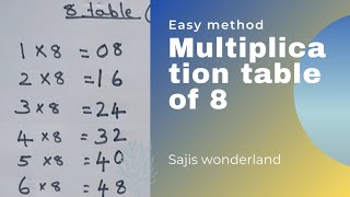 #shorts|How to learn easy method of multiplication table 8 | malayalam video|sajis wonderland