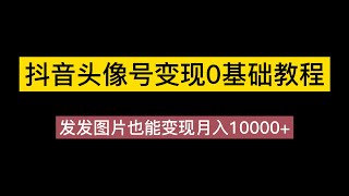 抖音头像号变现0基础教程：全新风口，发发图片也能变现月入10000+