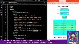 CREATE SALARY TAX CALCULATOR DYNAMIC USING JAVASCRIPT IN URDU HINDI