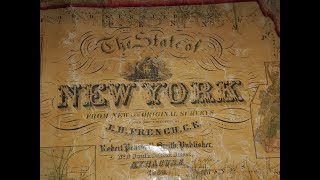 Rare Pre-Civil War Survey Map of New York State 1859