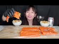 【asmr】サーモンと卵かけご飯　salmon egg　on rice　【咀嚼音 mukbang eating sounds】【日本語字幕】