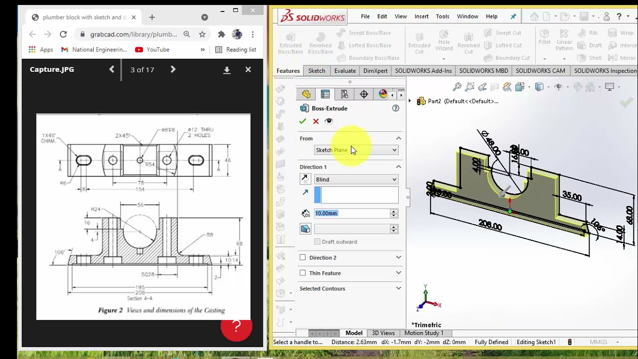 How To Create A Part Model | Solidworks Part Modelling Tutorial For ...