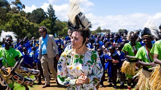 Crown Princess Victoria plays floorball in Africa