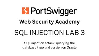SQL Injection Lab 3 - SQL injection attack, querying the database type and version on Oracle