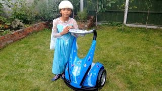 Frozen Elsa Decorates her Dareway Segway Ride On | Playtime in Park Fun Makeover 12V Power Wheels