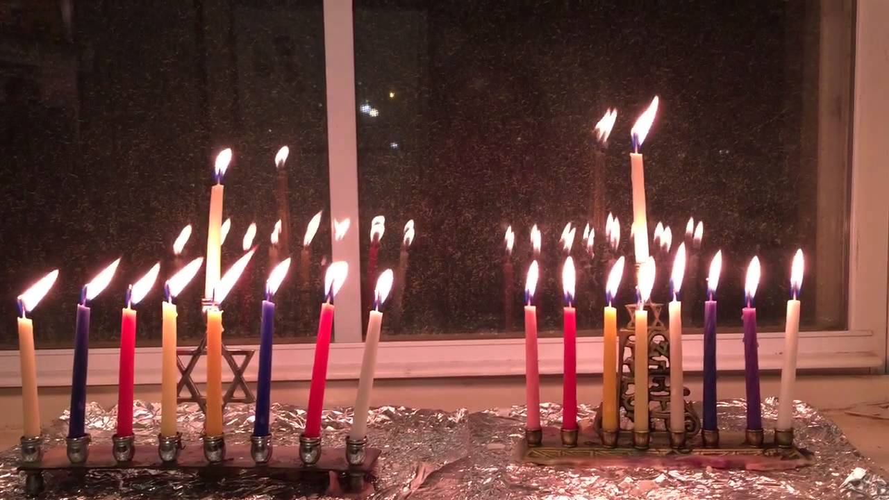 Chanukah Candle Lighting 2014 - Night 8 Candles Burning - YouTube