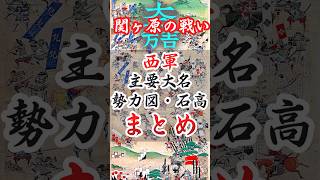 【関ヶ原の戦い】西軍・主要大名の勢力図・石高・動向まとめ【勢力図】#shorts