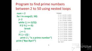 Python program to print the prime numbers between two limts