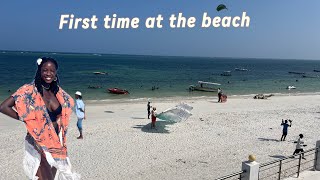 First time at the beach . Mombasa