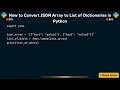 How to Convert JSON Array to List of Dictionaries in Python