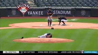 Masahiro Tanaka hit on the head by a Giancarlo Stanton line drive